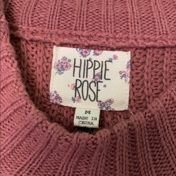 Dark magenta knitted sweater with hole design - Picture 4 of 4